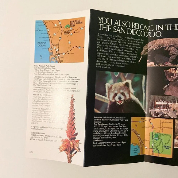 Vintage Lot of 6  San Diego Brochures Park Zoo Hotel Museum Pamphlets - Picture 9 of 16